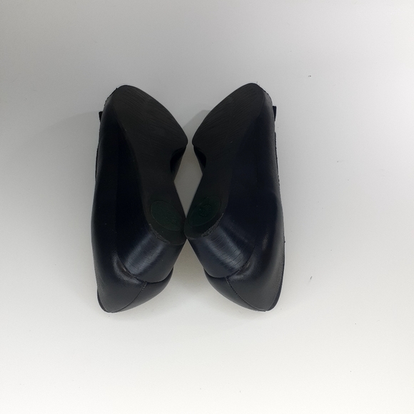 Women's Black Leather Open Toe Wedge Shoe by Sparrow Size 8.5.  Made in Brazil. - Picture 9 of 14